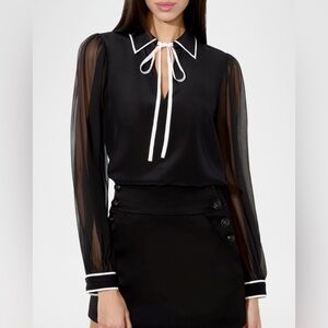 NWOT Alice + Olivia Roanne Silk Tieneck Blouse